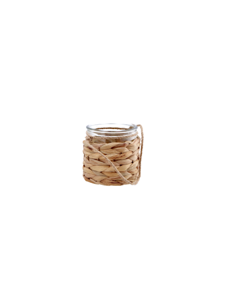 PORTACANDELA 116374 VETRO/JUTA 11X10CM NATURALE