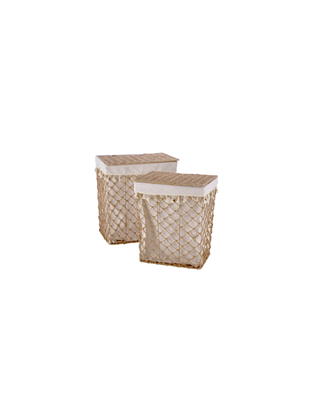 PORTABIANCHERIA 116396 2 MIS PAGLIA/METALLO 45X35X51CM