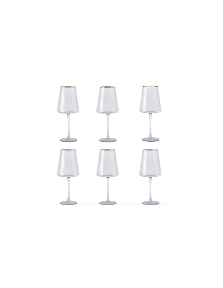 CONF 6 CALICI PC218874 CRISTALLO 400ML BORDO ORO