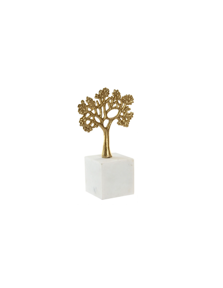 FIGURA ALBERO FD219619 ALLUMINIO/MARMO 13X7X23CM DORATO