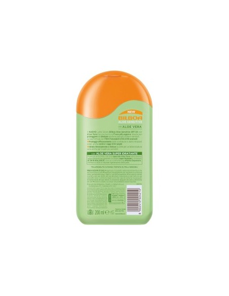 Bilboa Aloe Sensitive SPF 30, Latte Solare Alta per Pelli Sensibili, Formula con Aloe Vera, 200 ml