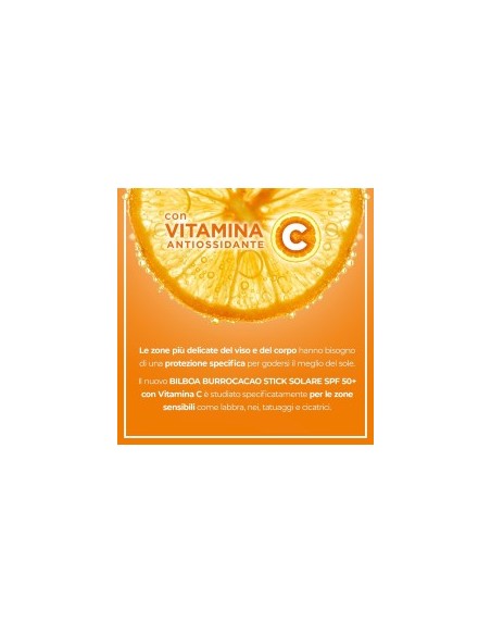 Bilboa Stick Solare SPF 50+ con Vitamina C, ideale per le zone sensibili come labbra, tatuaggi, nei e cicatrici, 12ml