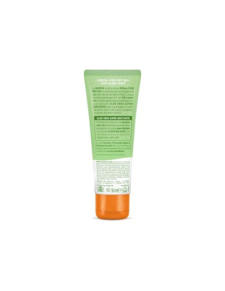 Bilboa, Protezione Solare Viso Aloe Sensitive SPF 50+, Crema Solare Alta per Pelli Sensibili, 50 ml