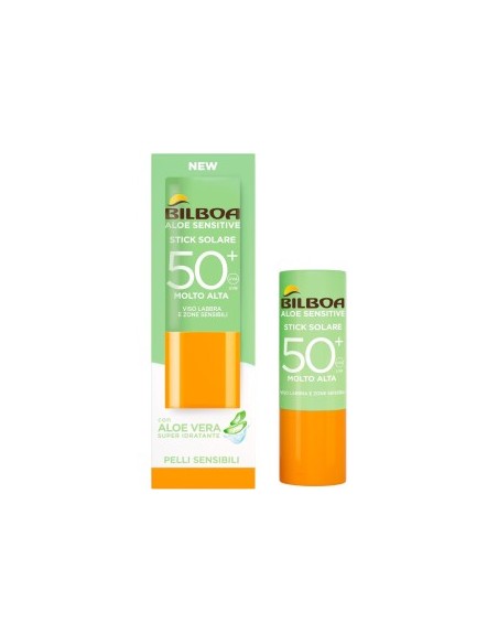Bilboa Stick Solare SPF 50+ con Aloe Vera, ideale per le zone sensibili come labbra, tatuaggi, nei e cicatrici, 12 ml
