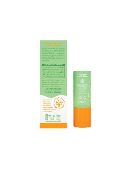 Bilboa Stick Solare SPF 50+ con Aloe Vera, ideale per le zone sensibili come labbra, tatuaggi, nei e cicatrici, 12 ml