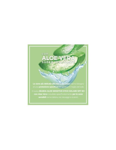 Bilboa Stick Solare SPF 50+ con Aloe Vera, ideale per le zone sensibili come labbra, tatuaggi, nei e cicatrici, 12 ml