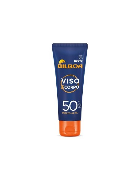 Bilboa Viso&Corpo Crema Viso e Corpo con Protezione SPF 50+, Protezione Solare Avanzata , Formato da Viaggio da 75 ml