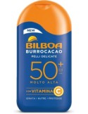 Bilboa Burrocacao Latte Solare SPF 50+, Protezione Solare Molto Alta per Pelli Sensibili, Formula con Vitamina C, 200 ml