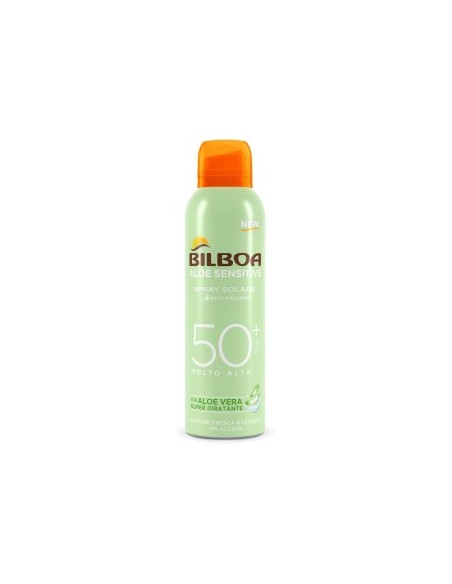Bilboa, Protezione Solare Corpo Aloe Sensitive BOV SPF50+, Spray Solare Alta, Per Pelli Sensibili, Senza Alcool, 150ml