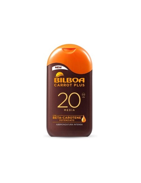 Bilboa, Latte Solare Carrot Plus SPF 20, Formula con Betacarotene per una Abbronzatura Intensa e Duratura, 200 ml