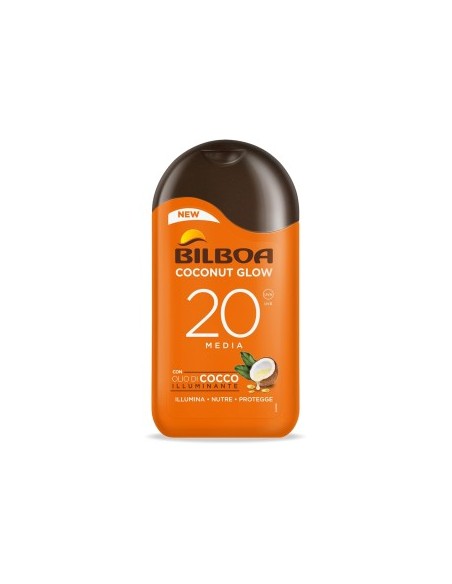 Bilboa, Latte Solare Coconut Glow SPF 20, Crema Solare con Olio di Cocco e Vitamina E, 200 ml
