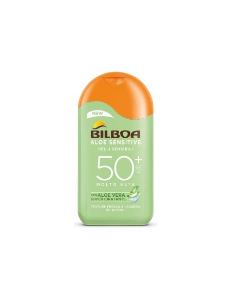 Bilboa, Protezione Solare Corpo Aloe Sensitive SPF 50+, Latte Solare Alta per Pelli Sensibili, 200 ml