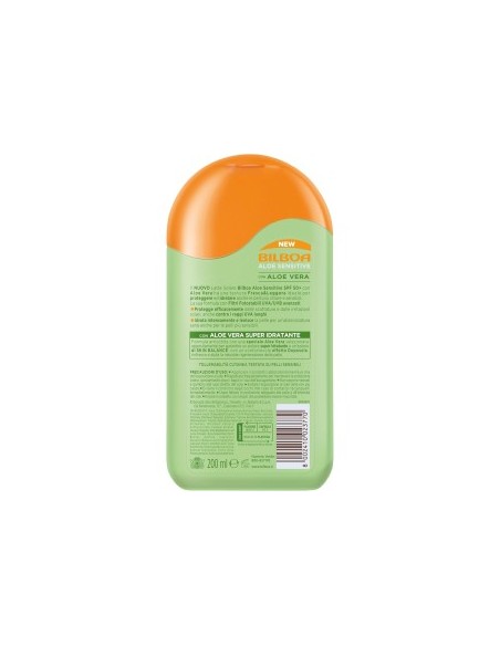 Bilboa, Protezione Solare Corpo Aloe Sensitive SPF 50+, Latte Solare Alta per Pelli Sensibili, 200 ml