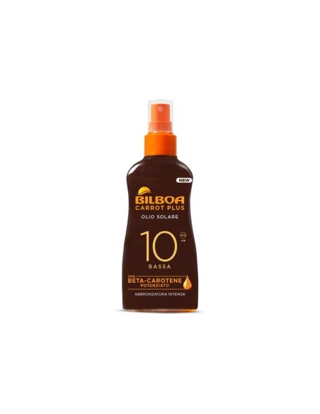 Bilboa Carrot Plus, Olio Solare Spray SPF 10, Olio Abbronzante Corpo - 200 ml