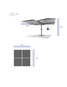 OMBRELLONE SETIRI 4X 2X2MT ARDESIA 165491 su TreG Ingrosso