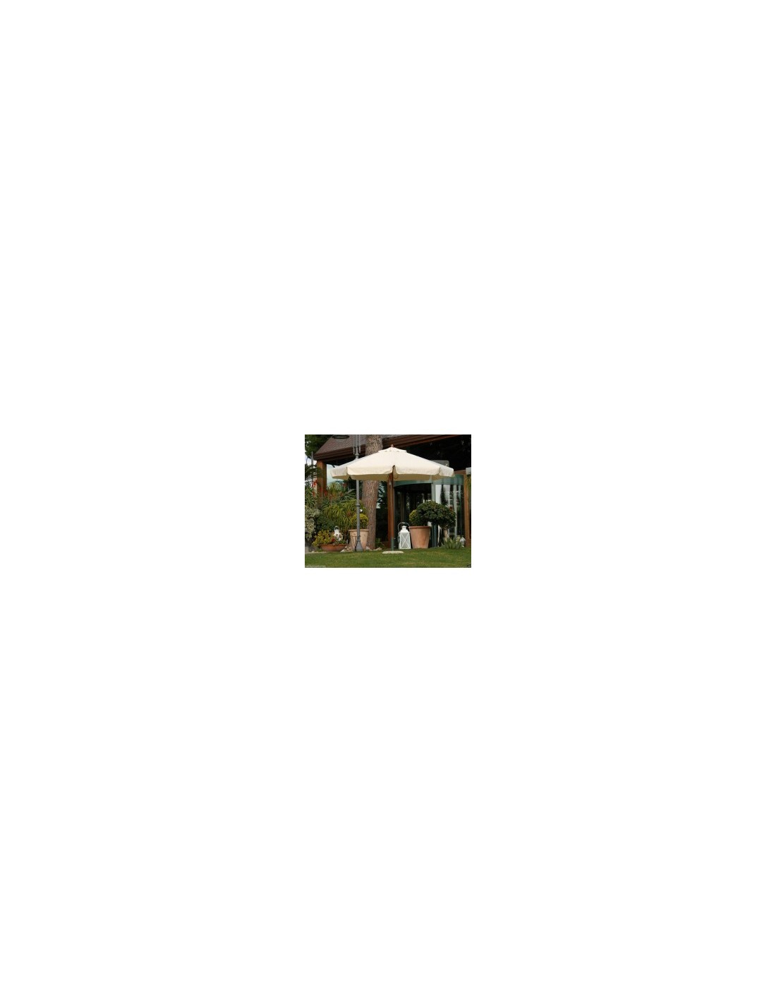 Ombrellone quadrato 2x2 in legno e telo ecru | TreG Ingrosso