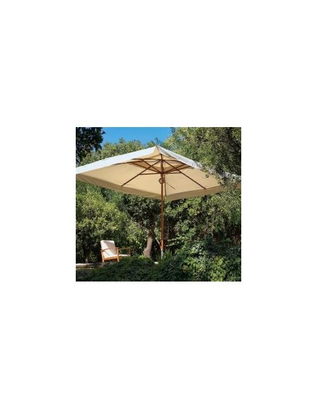 Ombrellone Oasis 3x3 m, palo centrale in legno, telo écru idrorepellente 250g/m², trattamento Scotchgard  (base non inclusa)