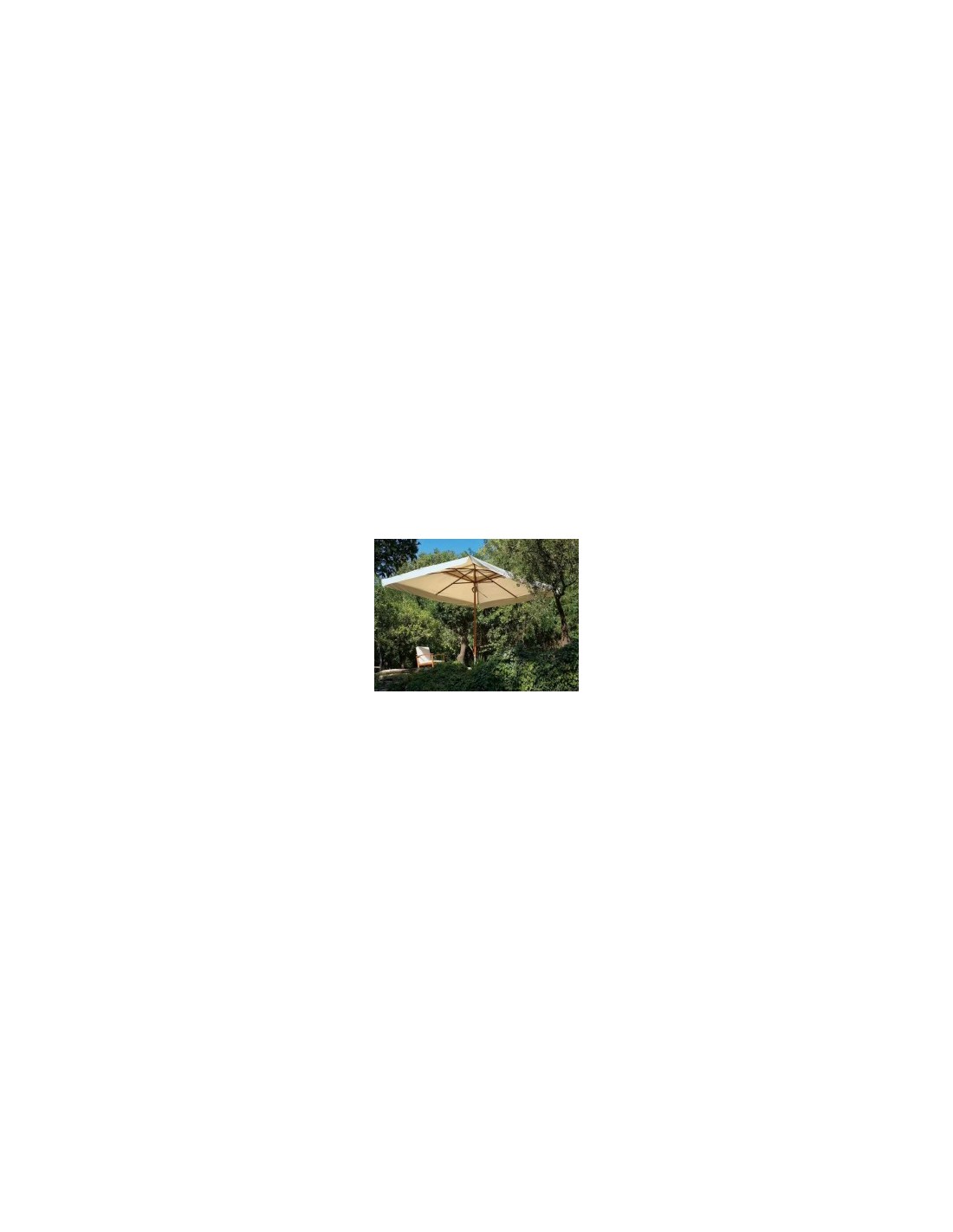 Ombrellone Oasis 3x4 m, palo centrale in legno, telo écru idrorepellente 250g/m², trattamento Scotchgard  (base non inclusa)
