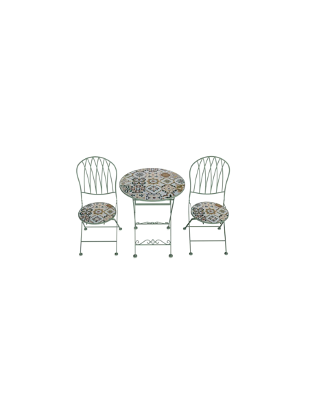 SET CAPRI TAVOLO+2SEDIE VERDE SALVIA D60CM