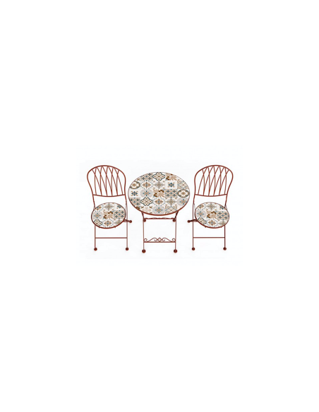 SET CAPRI TAVOLO+2SEDIE TERRACOTTA D60CM