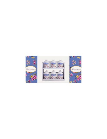 SET 6 BARATTOLI 82257 ROMANTIC ROSE CERAMICA CON MENSOLA