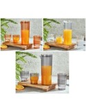 CARAFFA CON 4 BICCHIERI COLORI ASSORTITI