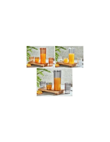 CARAFFA CON 4 BICCHIERI COLORI ASSORTITI