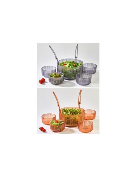 SET INSALATIERA CON 4COPPE+2MESTOLI COLORI ASSORTITI