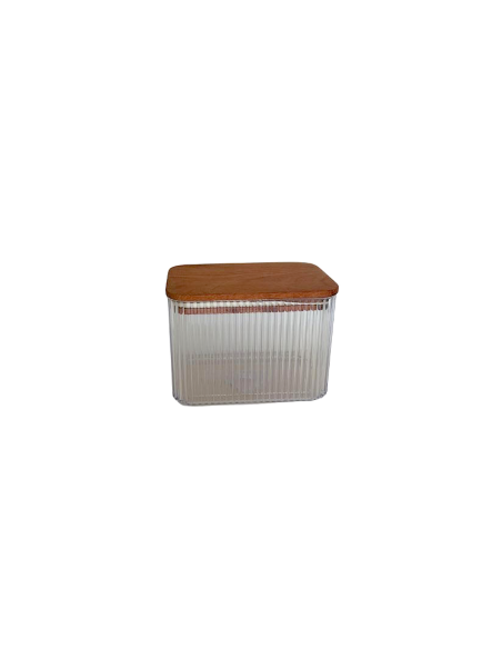 CONTENITORE 0,9LT COPERCHIO LEGNO COLORI ASSORTITI