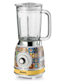 Frullatore Positano, tazza vetro 1,5L, 4 velocità, Pulse, tritaghiaccio, lame inox, design mediterraneo, elegante e potente
