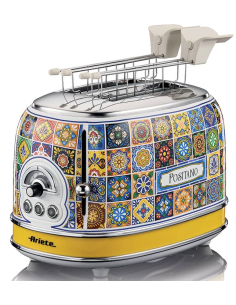 Ariete, Tostapane Positano, 810W, 2 fette, defrost, espulsione automatica, raccogli briciole, stile mediterraneo