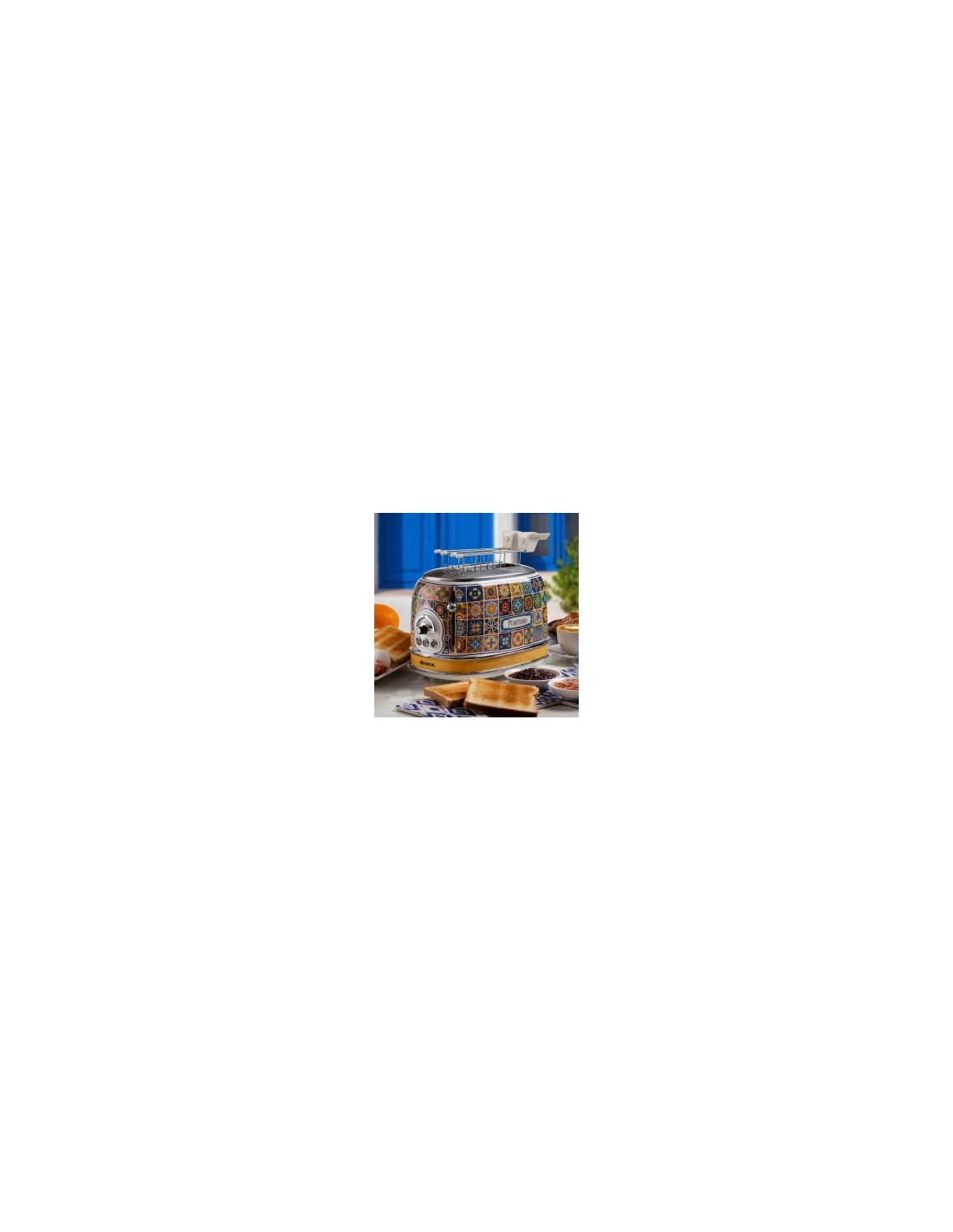 Ariete, Tostapane Positano, 810W, 2 fette, defrost, espulsione automatica, raccogli briciole, stile mediterraneo