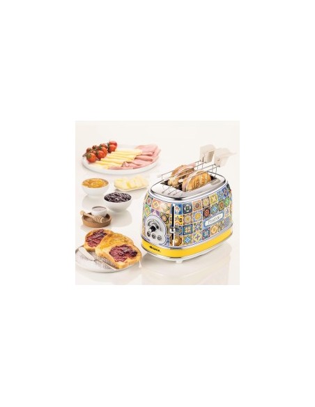 Ariete, Tostapane Positano, 810W, 2 fette, defrost, espulsione automatica, raccogli briciole, stile mediterraneo