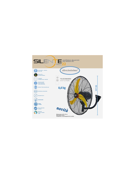 VENTILATORE A PARETE SILENTE WALL 26 DIAM.66CM