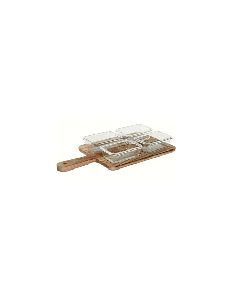 SET APERITIVO 5PZ PC212549 VETRO/LEGNO 39X20X5CM
