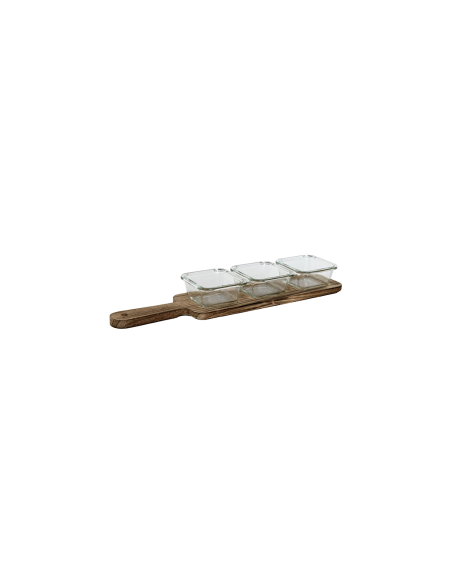 SET APERITIVO 4PZ PC212550 VETRO/LEGNO 43X10X5CM
