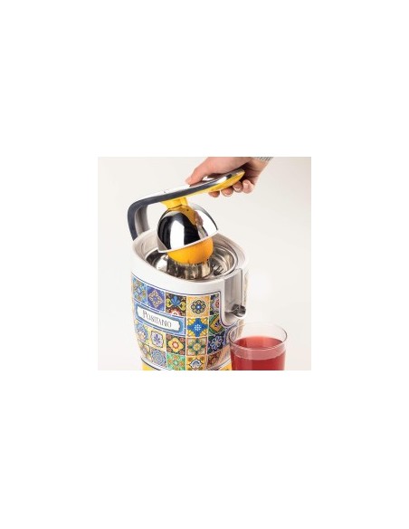 Ariete 413 Spremiagrumi Elettrico con Leva, Stile Positano, 2 Coni in acciaio inox, beccuccio salvagoccia