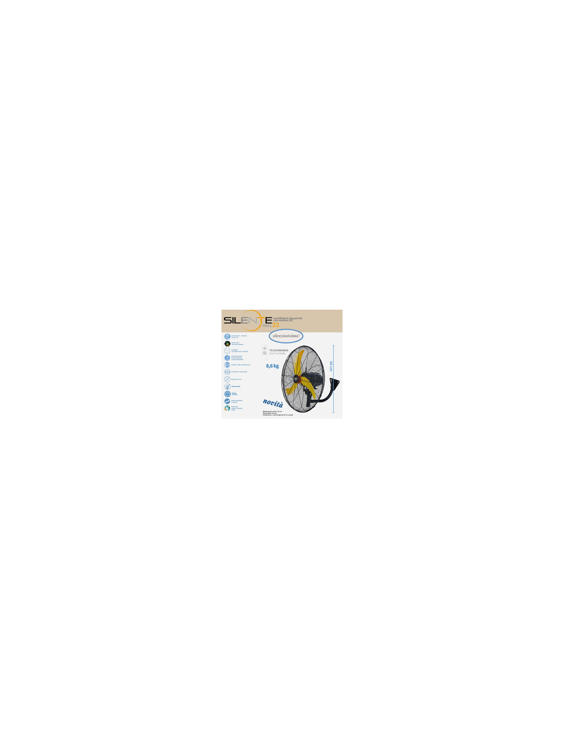 VENTILATORE A PARETE SILENTE WALL 26 DIAM.66CM