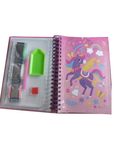 DIAMANTINY Unicorno, dipingi coi numeri, deco book, gemme 3D, album A5, attività creativa, bambini 5+