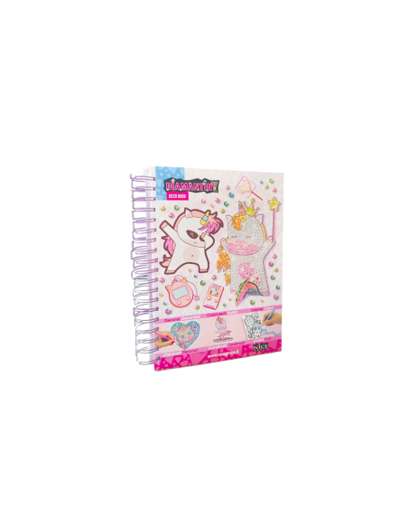 DIAMANTINY Unicorno, dipingi coi numeri, deco book, gemme 3D, album A5, attività creativa, bambini 5+