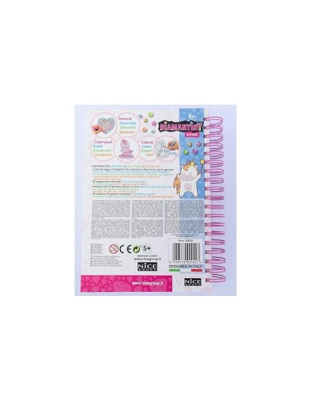 DIAMANTINY Unicorno, dipingi coi numeri, deco book, gemme 3D, album A5, attività creativa, bambini 5+