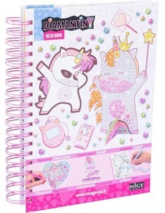 DIAMANTINY Unicorno, dipingi coi numeri, deco book, gemme 3D, album A5, attività creativa, bambini 5+