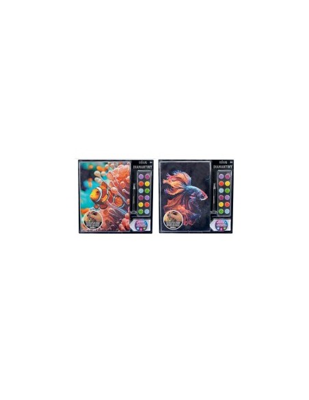 Diamantiny Level Up Mondo Marino, Kit Mosaico Pesce Combattente, Crystal Art con Gemme 3D, Creativo per Bambini 8+