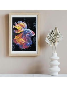 Diamantiny Level Up Mondo Marino, Kit Mosaico Pesce Combattente, Crystal Art con Gemme 3D, Creativo per Bambini 8+