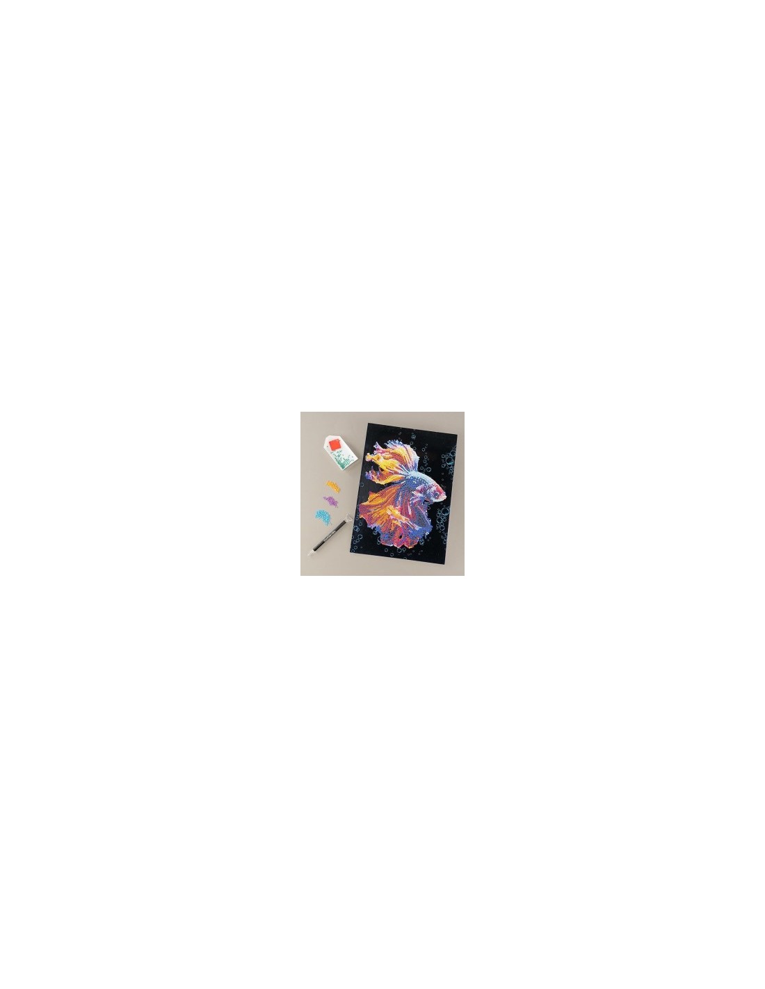 Diamantiny Level Up Mondo Marino, Kit Mosaico Pesce Combattente, Crystal Art con Gemme 3D, Creativo per Bambini 8+