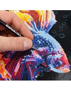 Diamantiny Level Up Mondo Marino, Kit Mosaico Pesce Combattente, Crystal Art con Gemme 3D, Creativo per Bambini 8+