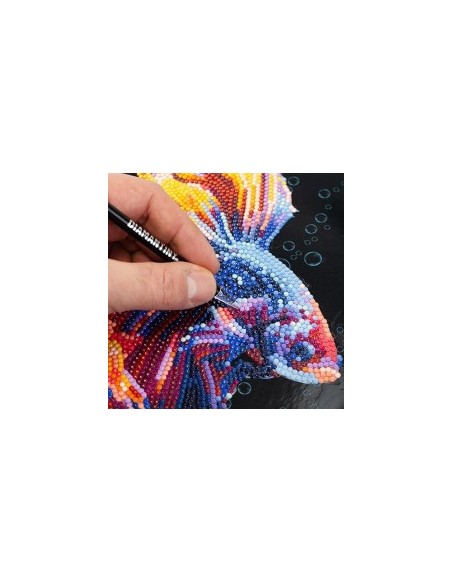 Diamantiny Level Up Mondo Marino, Kit Mosaico Pesce Combattente, Crystal Art con Gemme 3D, Creativo per Bambini 8+