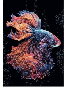 Diamantiny Level Up Mondo Marino, Kit Mosaico Pesce Combattente, Crystal Art con Gemme 3D, Creativo per Bambini 8+
