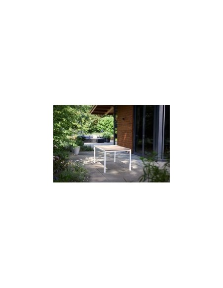TAVOLO PORTO STRUTTURA BIANCA 160X95X75CM EFFETTO LEGNO