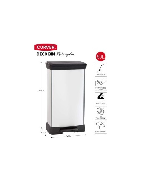 CURVER DECO PATTUMIERA RETTANGOLARE A PEDALE 50 LT KETER su TreG In...